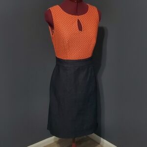 Alyx Coral Orange Dark Denim Shift Dress